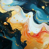 AI generated Luxury Abstract Marble Texture Background, Creative multicolored Painted waves ink Technique photo