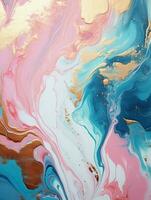 AI generated Luxury Abstract Marble Texture Background, Creative multicolored Painted waves ink Technique photo