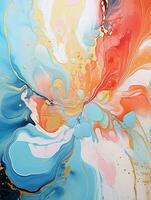 AI generated Luxury Abstract Marble Texture Background, Creative multicolored Painted waves ink Technique photo