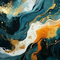 AI generated Luxury Abstract Marble Texture Background, Creative multicolored Painted waves ink Technique photo