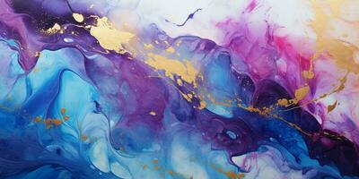 AI generated Luxury Abstract Marble Texture Background, Creative multicolored Painted waves ink Technique photo