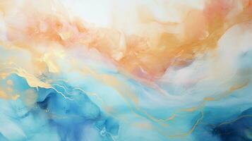 AI generated Luxury Abstract Marble Texture Background, Creative multicolored Painted waves ink Technique photo