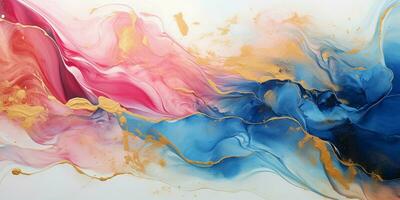 AI generated Luxury Abstract Marble Texture Background, Creative multicolored Painted waves ink Technique photo