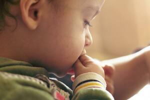 Close-up view of 2-years-old baby boy photo