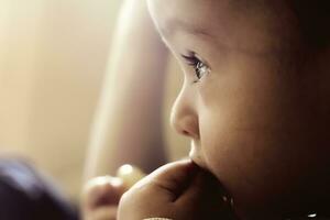 Close-up view of 2-years-old baby boy photo