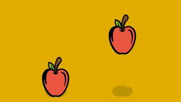 deux pommes rebondir de Haut à bas animation, Pomme des fruits mouvement graphique vidéo, adapté pour votre vidéos video