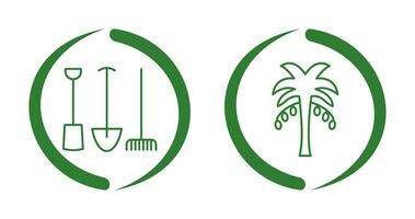 Gardening Tools and Palm tree Icon vector