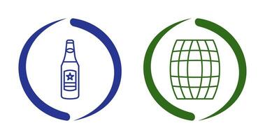 Beer Bottle and Barrel Icon vector