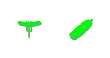 Sausage on Fork and Salami Icon vector