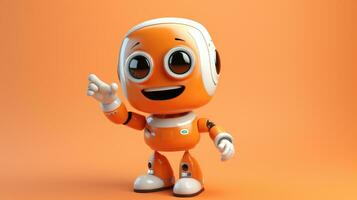 of a cute robot character on an gradient background. photo