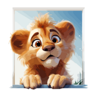 linda bebé león en transparente antecedentes png
