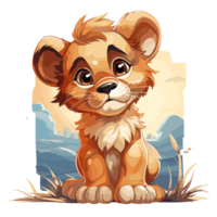 mignonne bébé Lion sur transparent Contexte png