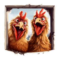 Cute Funny Hen, Chicken on transparent background png