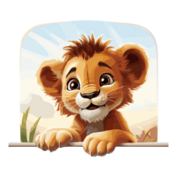 mignonne bébé Lion sur transparent Contexte png