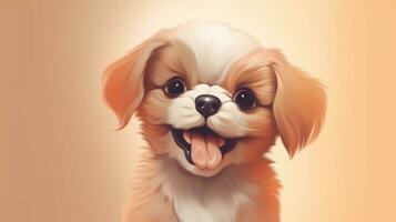 cute dog on brown background photo