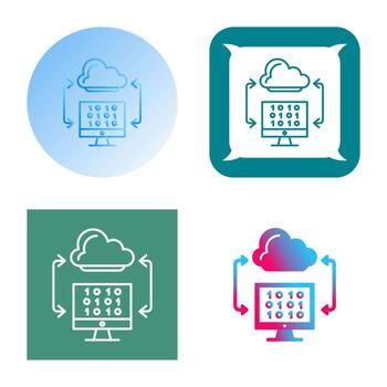 icono de vector de codificación de nube