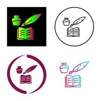 icono de vector de pluma y libro único