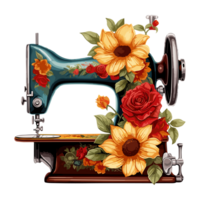 couture machine avec tournesol sur transparent Contexte png