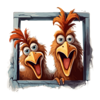 mignonne marrant poulet visage Couper en dehors transparent Contexte png