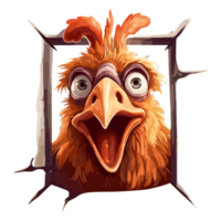 mignonne marrant poulet visage Couper en dehors transparent Contexte png