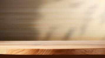 vacío de madera mesa piso, de madera mesa para producto, foto