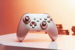 Modern video game controller on colorful gradient background photo