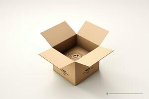 Open cardboard box mockup on a white background photo