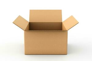 Open cardboard box mockup on a white background photo