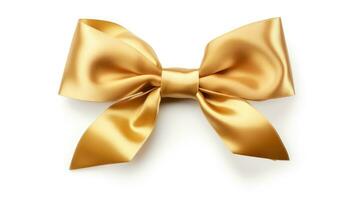 Golden bow isolated on white background photo