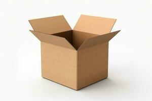 Open cardboard box mockup on a white background photo