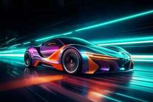 sport car on the race track, extreme car race concept photo