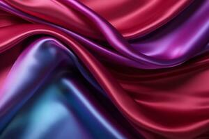 abstract background of red and blue satin fabric with some folds photo