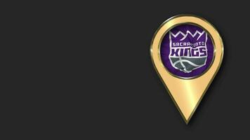 Sacramento Kings Gold Location Icon Flag Seamless Looped Waving, Space on Left Side for Design or Information, 3D Rendering video