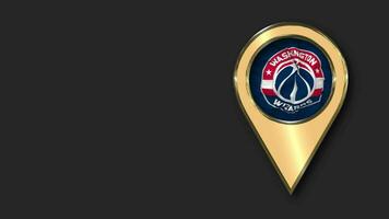 Washington Wizards Gold Location Icon Flag Seamless Looped Waving, Space on Left Side for Design or Information, 3D Rendering video