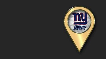 New York Giants Gold Location Icon Flag Seamless Looped Waving, Space on Left Side for Design or Information, 3D Rendering video