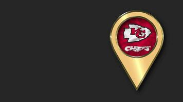 Kansas City Chiefs Gold Location Icon Flag Seamless Looped Waving, Space on Left Side for Design or Information, 3D Rendering video