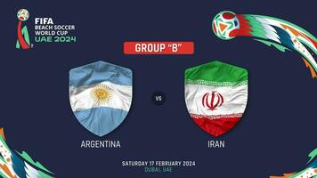 argentina mot iran match 2024 fifa strand fotboll värld kopp i uae schema, intro video, 3d tolkning video