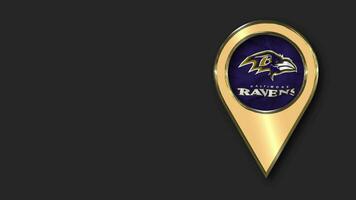 Baltimore Ravens Gold Location Icon Flag Seamless Looped Waving, Space on Left Side for Design or Information, 3D Rendering video