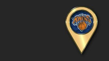New York Knicks Gold Location Icon Flag Seamless Looped Waving, Space on Left Side for Design or Information, 3D Rendering video
