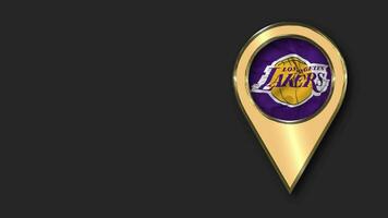 Los Angeles Lakers Gold Location Icon Flag Seamless Looped Waving, Space on Left Side for Design or Information, 3D Rendering video