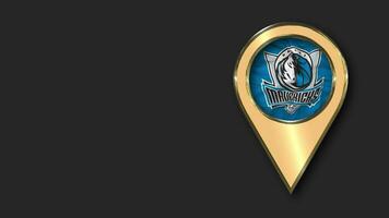 Dallas Mavericks Gold Location Icon Flag Seamless Looped Waving, Space on Left Side for Design or Information, 3D Rendering video