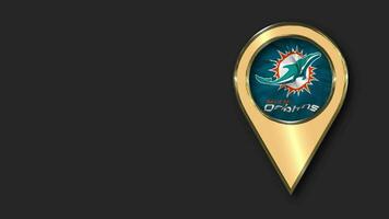 Miami Dolphins Gold Location Icon Flag Seamless Looped Waving, Space on Left Side for Design or Information, 3D Rendering video