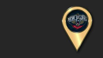 New Orleans Pelicans Gold Location Icon Flag Seamless Looped Waving, Space on Left Side for Design or Information, 3D Rendering video