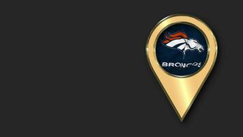 Denver Broncos Gold Location Icon Flag Seamless Looped Waving, Space on Left Side for Design or Information, 3D Rendering video