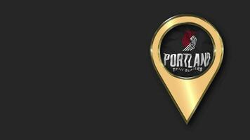 Portland Trail Blazers Gold Location Icon Flag Seamless Looped Waving, Space on Left Side for Design or Information, 3D Rendering video