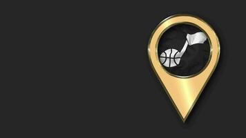 Utah Jazz Gold Location Icon Flag Seamless Looped Waving, Space on Left Side for Design or Information, 3D Rendering video