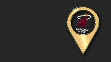 Miami Heat Gold Location Icon Flag Seamless Looped Waving, Space on Left Side for Design or Information, 3D Rendering video