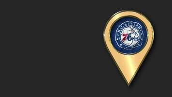 Philadelphia 76ers Gold Location Icon Flag Seamless Looped Waving, Space on Left Side for Design or Information, 3D Rendering video