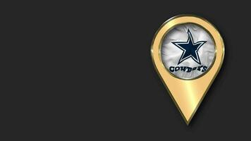 Dallas cowboys ouro localização ícone bandeira desatado em loop acenando, espaço em esquerda lado para Projeto ou Informação, 3d Renderização video