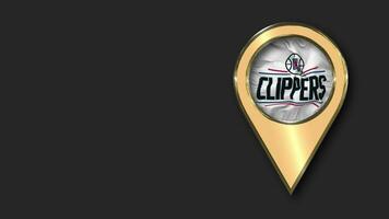 Los Angeles Clippers Gold Location Icon Flag Seamless Looped Waving, Space on Left Side for Design or Information, 3D Rendering video